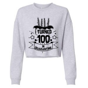 Funny I Turned 100 In Quarantine 100th Birthday Cropped Pullover Crew