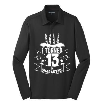 Funny I Turned 13 In Quarantine 13th Birthday Silk Touch Performance Long Sleeve Polo