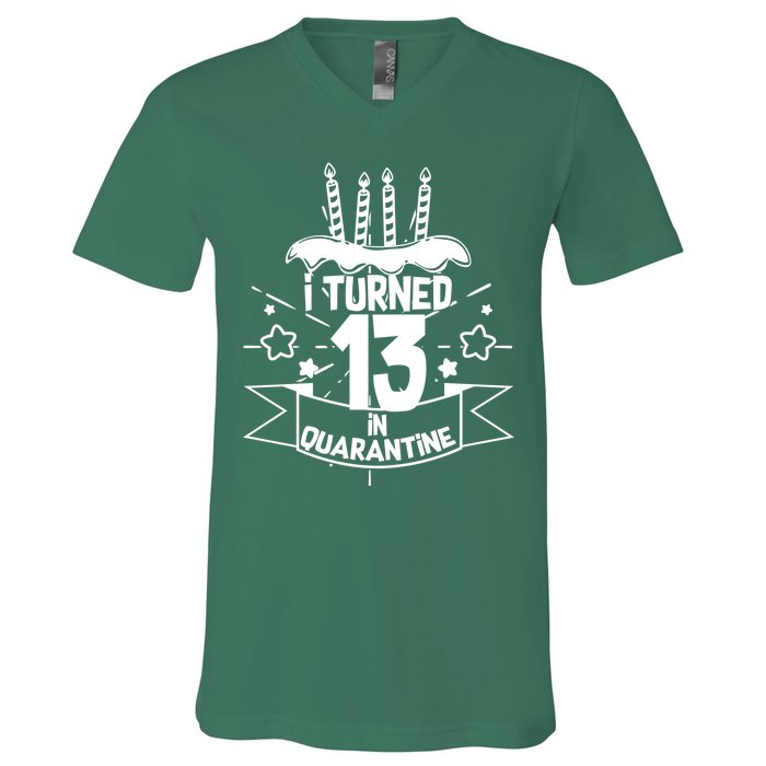 Funny I Turned 13 In Quarantine 13th Birthday V-Neck T-Shirt