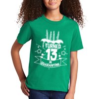 Funny I Turned 13 In Quarantine 13th Birthday Kids T-Shirt