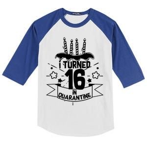 Funny I Turned 16 In Quarantine 16th Birthday Kids Colorblock Raglan Jersey