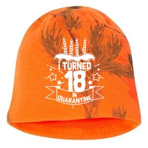 Funny I Turned 18 In Quarantine 18th Birthday Kati - Camo Knit Beanie