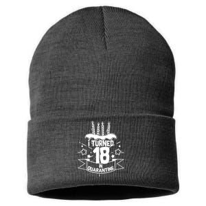 Funny I Turned 18 In Quarantine 18th Birthday Sustainable Knit Beanie