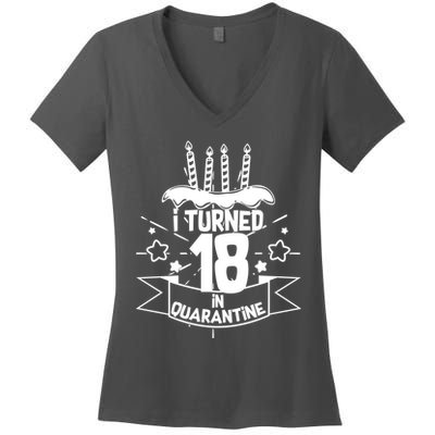Funny I Turned 18 In Quarantine 18th Birthday Women's V-Neck T-Shirt
