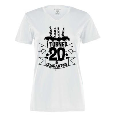 Funny I Turned 20 In Quarantine 20th Birthday Women's Momentum V-Neck T-Shirt