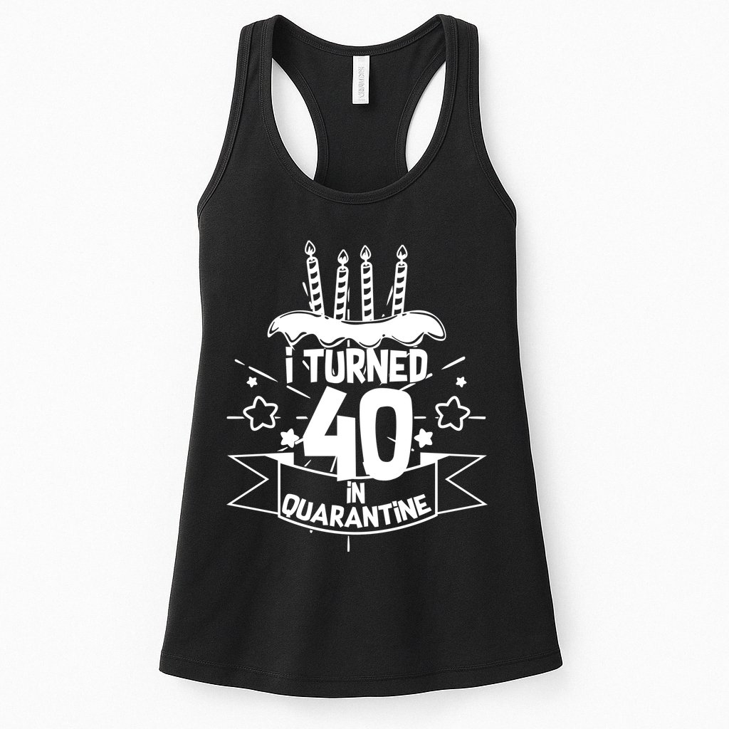 Funny I Turned 40 In Quarantine 40th Birthday Womens Tank Top