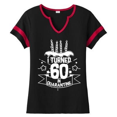 Funny I Turned 60 In Quarantine 60th Birthday Ladies Halftime Notch Neck Tee