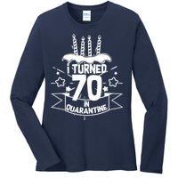 Funny I Turned 70 In Quarantine 70th Birthday Ladies Long Sleeve Shirt