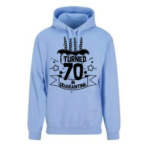 Funny I Turned 70 In Quarantine 70th Birthday Unisex Surf Hoodie