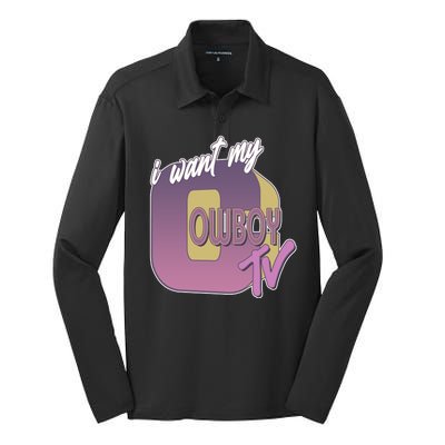 Funny I Want My Cowboy TV Silk Touch Performance Long Sleeve Polo