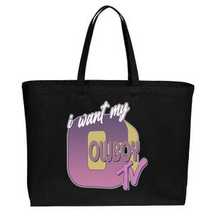 Funny I Want My Cowboy TV Cotton Canvas Jumbo Tote