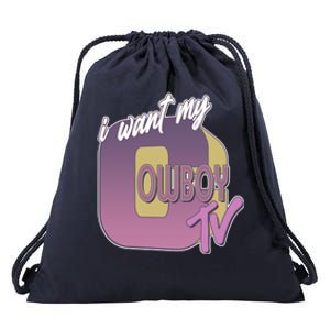 Funny I Want My Cowboy TV Drawstring Bag