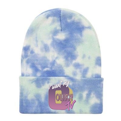 Funny I Want My Cowboy TV Tie Dye 12in Knit Beanie