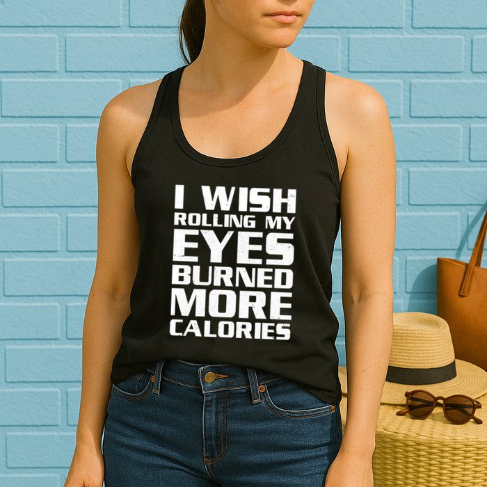 Funny I Wish Rolling My Eyes Burned More Calories Womens Tank Top