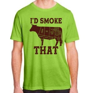 Funny I'd Smoke That Cattle Meat Cuts Adult ChromaSoft Performance T-Shirt