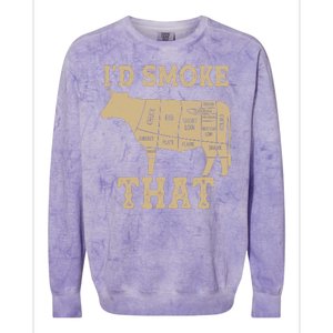 Funny I'd Smoke That Cattle Meat Cuts Colorblast Crewneck Sweatshirt