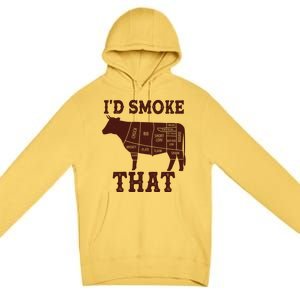 Funny I'd Smoke That Cattle Meat Cuts Premium Pullover Hoodie