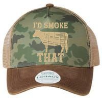 Funny I'd Smoke That Cattle Meat Cuts Legacy Tie Dye Trucker Hat