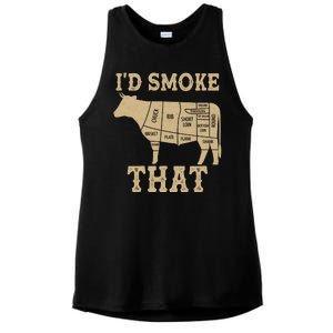 Funny I'd Smoke That Cattle Meat Cuts Ladies PosiCharge Tri-Blend Wicking Tank