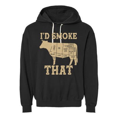 Funny I'd Smoke That Cattle Meat Cuts Garment-Dyed Fleece Hoodie