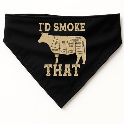 Funny I'd Smoke That Cattle Meat Cuts USA-Made Doggie Bandana