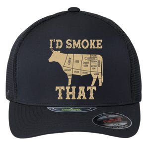 Funny I'd Smoke That Cattle Meat Cuts Flexfit Unipanel Trucker Cap