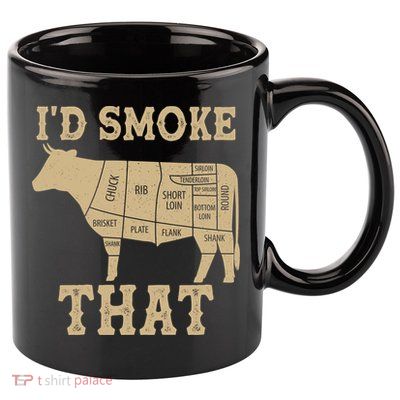 Funny I'd Smoke That Cattle Meat Cuts 11oz C Handle Ceramic Mug