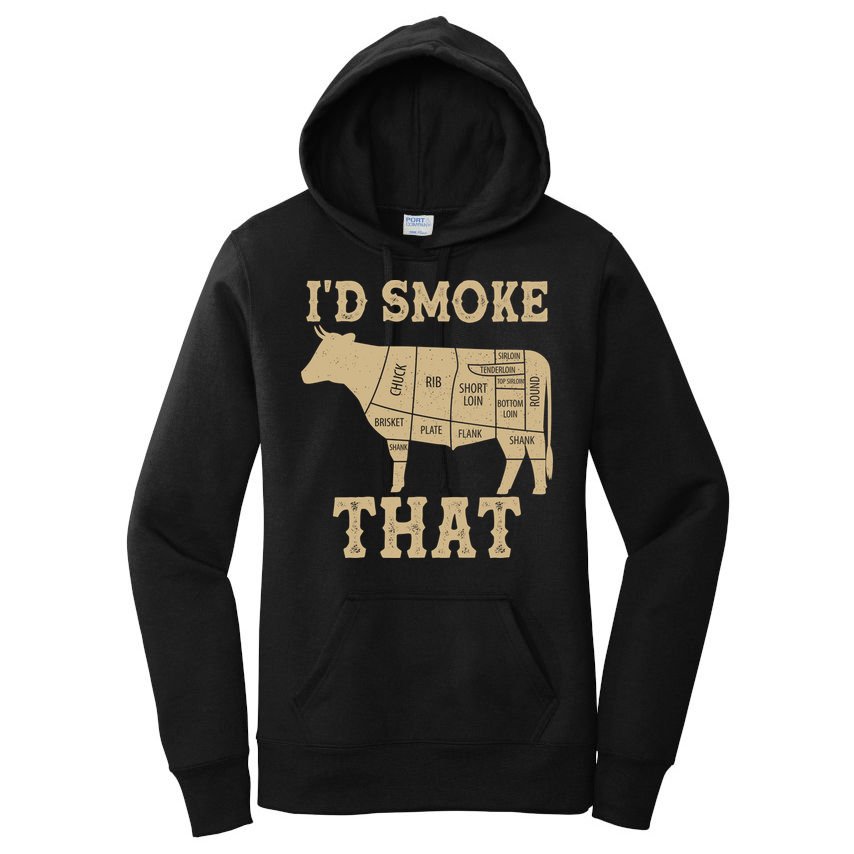 Funny I'd Smoke That Cattle Meat Cuts Women's Pullover Hoodie