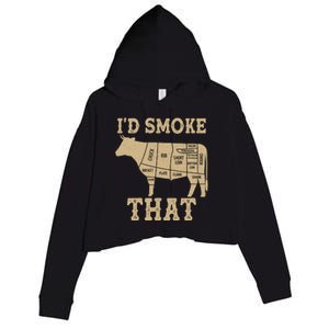 Funny I'd Smoke That Cattle Meat Cuts Crop Fleece Hoodie