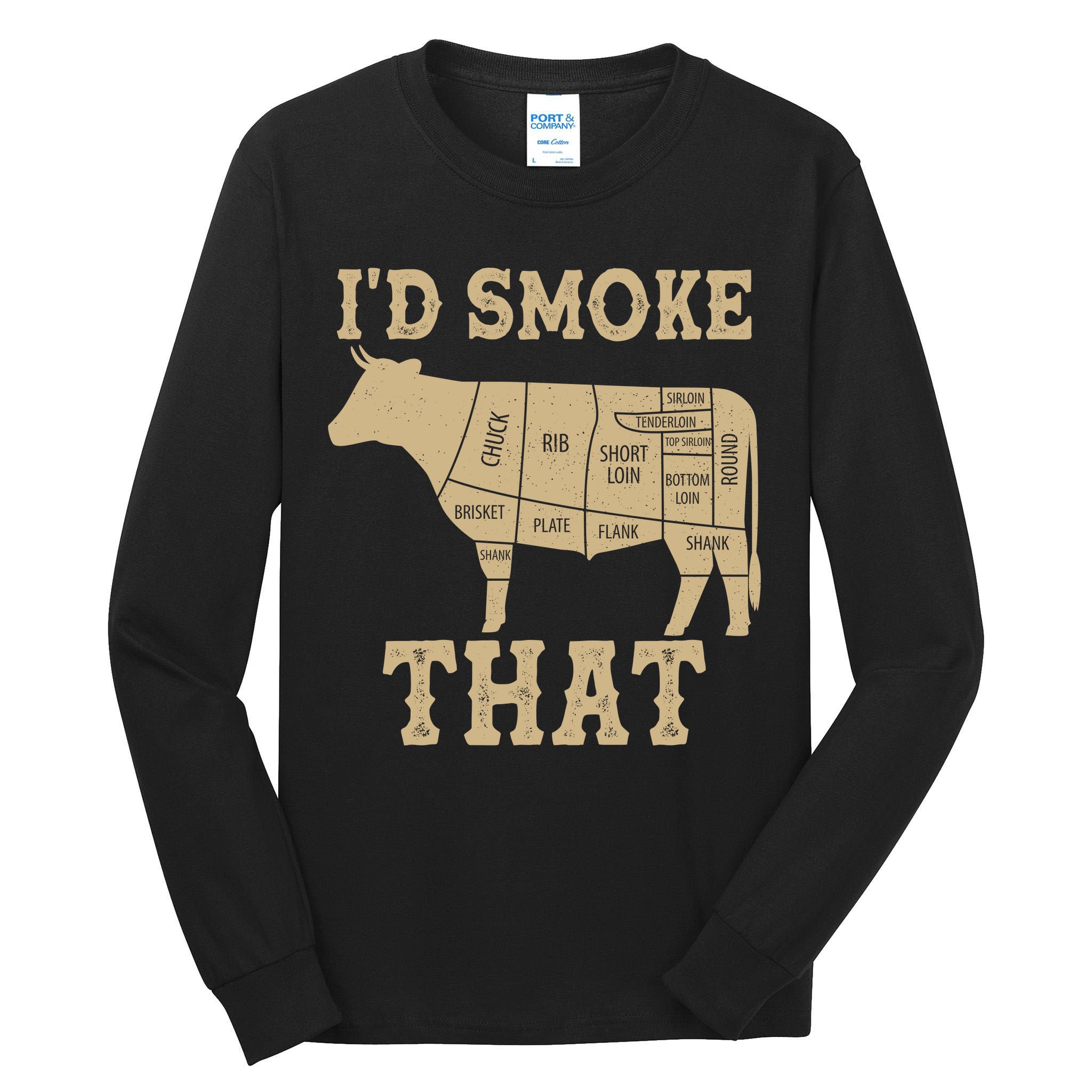 Funny I'd Smoke That Cattle Meat Cuts Tall Long Sleeve T-Shirt
