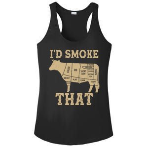 Funny I'd Smoke That Cattle Meat Cuts Ladies PosiCharge Competitor Racerback Tank