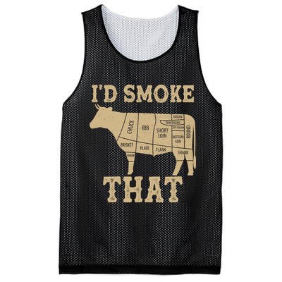 Funny I'd Smoke That Cattle Meat Cuts Mesh Reversible Basketball Jersey Tank