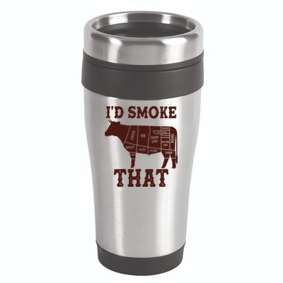 Funny I'd Smoke That Cattle Meat Cuts 16oz Travel Tumbler