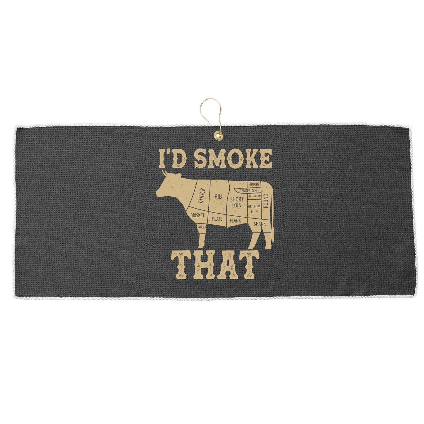 Funny I'd Smoke That Cattle Meat Cuts Large Microfiber Waffle Golf Towel