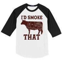 Funny I'd Smoke That Cattle Meat Cuts Baseball Sleeve Shirt