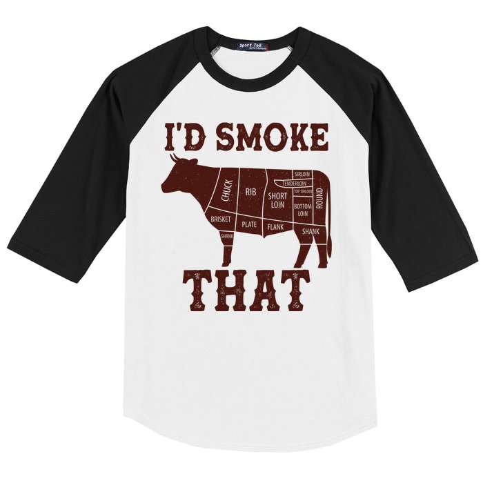 Funny I'd Smoke That Cattle Meat Cuts Baseball Sleeve Shirt