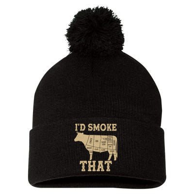 Funny I'd Smoke That Cattle Meat Cuts Pom Pom 12in Knit Beanie