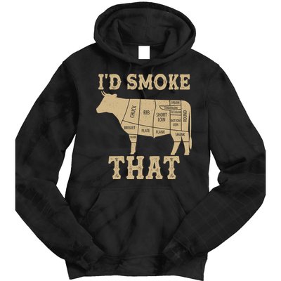 Funny I'd Smoke That Cattle Meat Cuts Tie Dye Hoodie