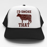 Funny I'd Smoke That Cattle Meat Cuts Trucker Hat