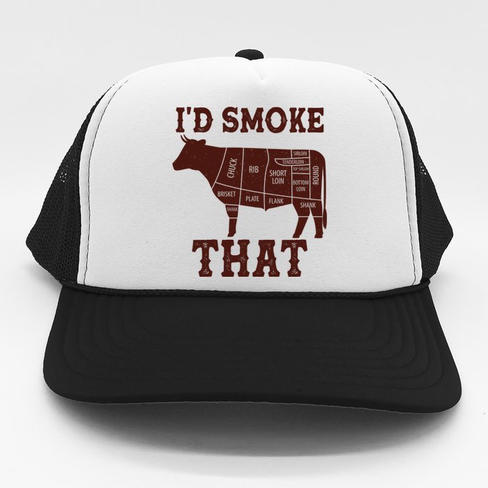 Funny I'd Smoke That Cattle Meat Cuts Trucker Hat