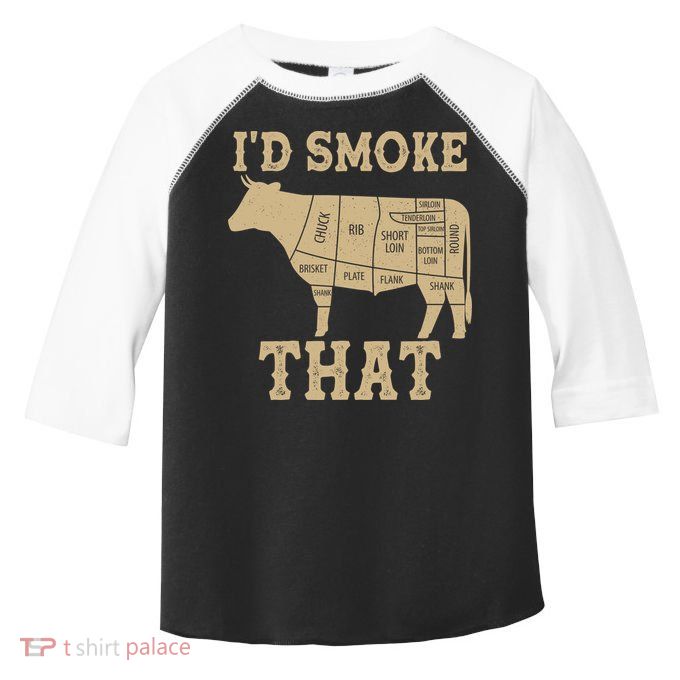 Funny I'd Smoke That Cattle Meat Cuts Toddler Fine Jersey T-Shirt