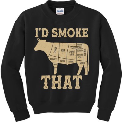 Funny I'd Smoke That Cattle Meat Cuts Kids Sweatshirt