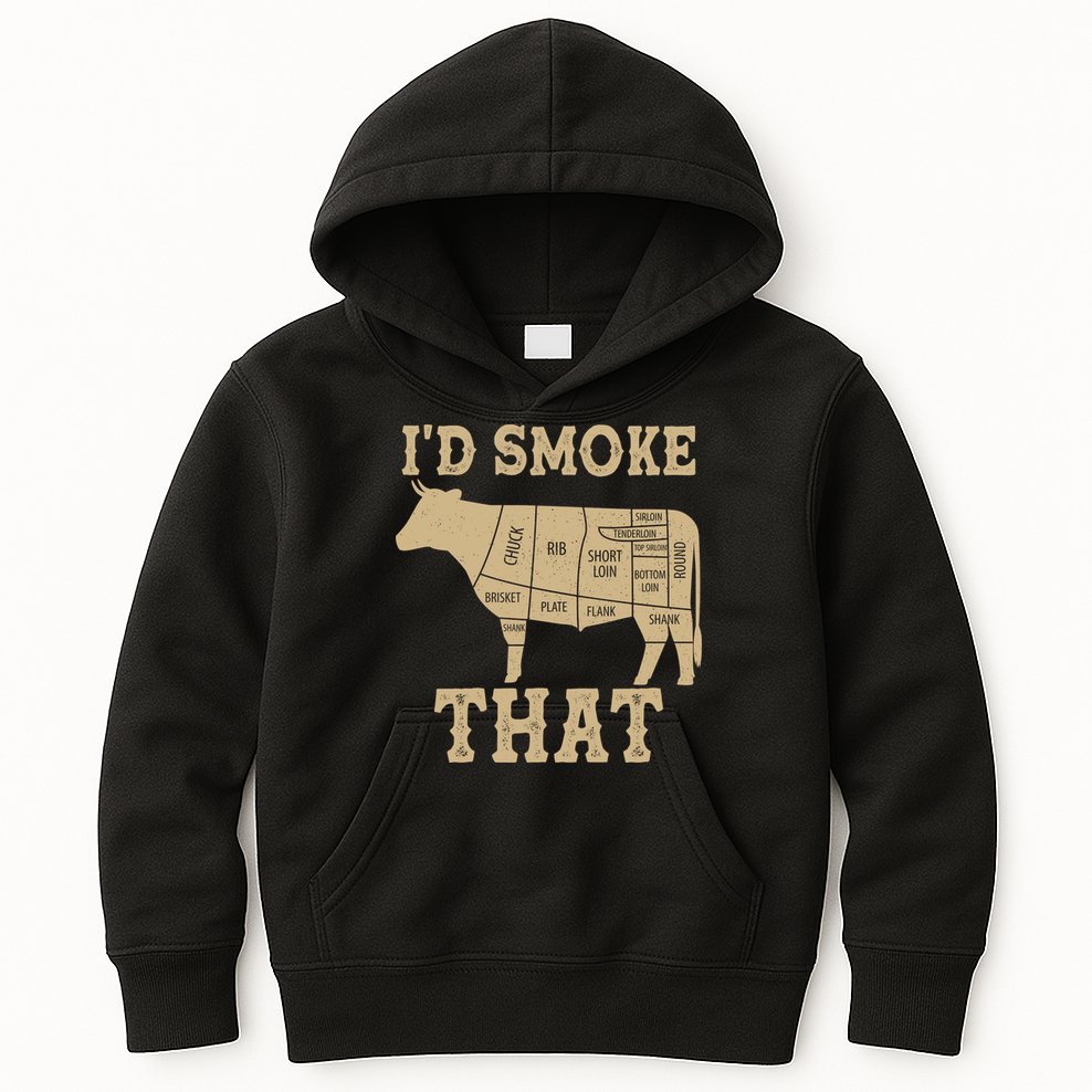 Funny I'd Smoke That Cattle Meat Cuts Kids Hoodie