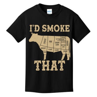 Funny I'd Smoke That Cattle Meat Cuts Kids T-Shirt
