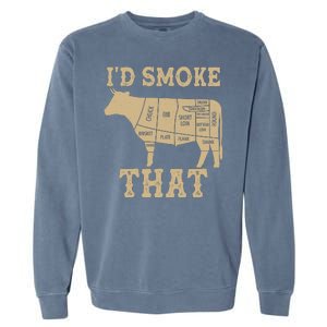 Funny I'd Smoke That Cattle Meat Cuts Garment-Dyed Sweatshirt