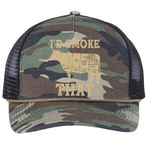 Funny I'd Smoke That Cattle Meat Cuts Retro Rope Trucker Hat Cap