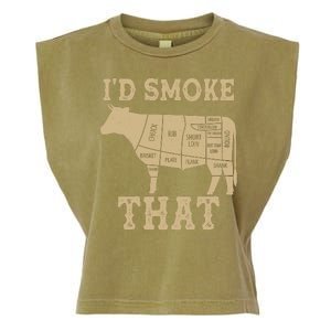 Funny I'd Smoke That Cattle Meat Cuts Garment-Dyed Women's Muscle Tee