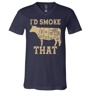 Funny I'd Smoke That Cattle Meat Cuts V-Neck T-Shirt