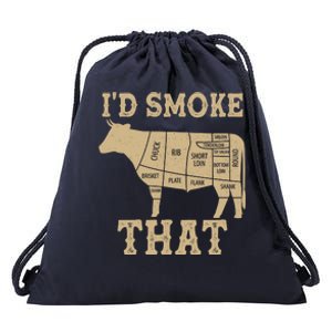 Funny I'd Smoke That Cattle Meat Cuts Drawstring Bag