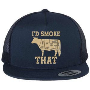 Funny I'd Smoke That Cattle Meat Cuts Flat Bill Trucker Hat